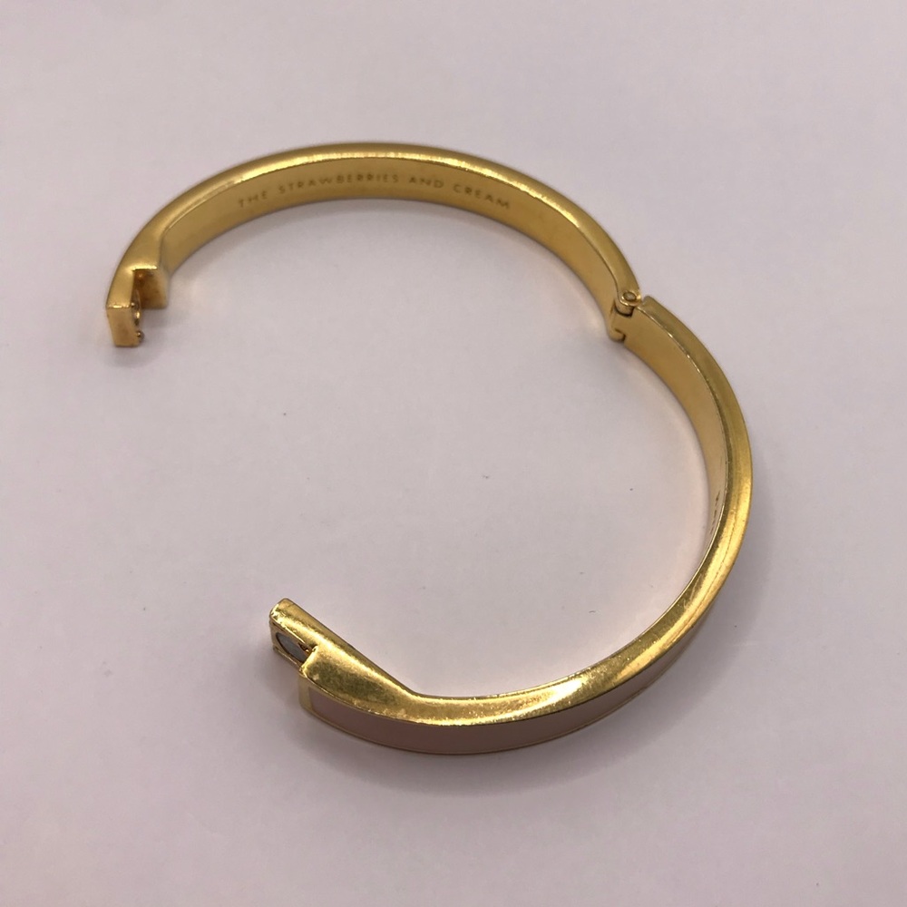 Kate Spade “Strawberries & Cream” Gold-Tone and Pink Hinged Bangle Bracelet - Picture 5 of 8